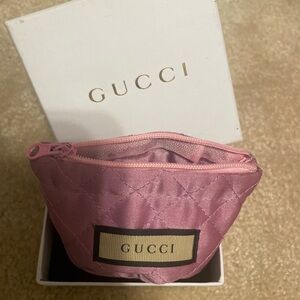 Gucci Pink Quilted Mini Pouch with Zipper